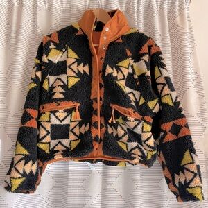 Free People Multicolor Geometric Bomber Jacket